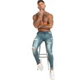 thumbnail image 5 of Men Jeans Skinny Stretch Repaired Jeans Light Blue Hip Ho, 5 of 5