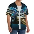 thumbnail image 2 of KLL Starry Sky Colorful Crocodile Print Men's Shirt Short Sleeve Button Down Summer Cuba Beach Shirts- 3X-Large, 2 of 5