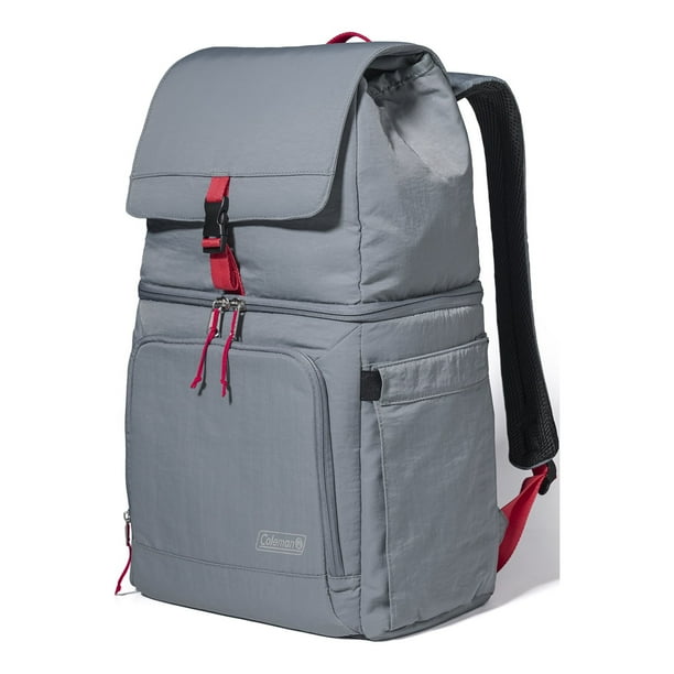 Coleman Now 18-Can Soft-Sided 31.86 qt Backpack Cooler, Gray and