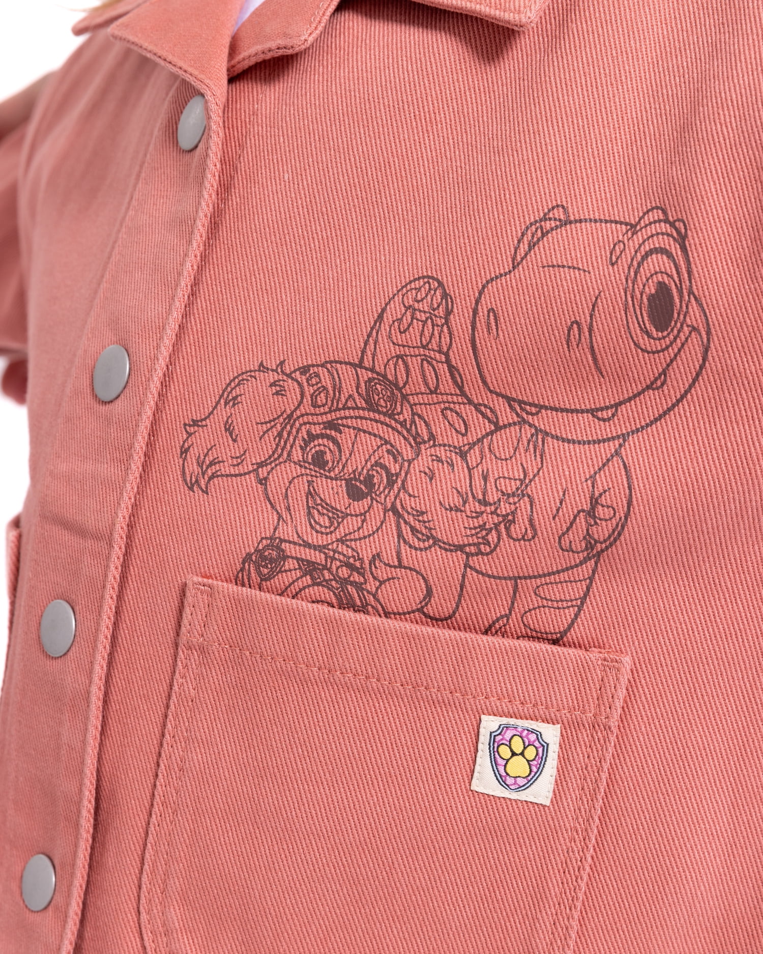 Paw Patrol Movie Toddler Girls' Front Back Graphic Shacket with Long Sleeves, Sizes 12M-5T
