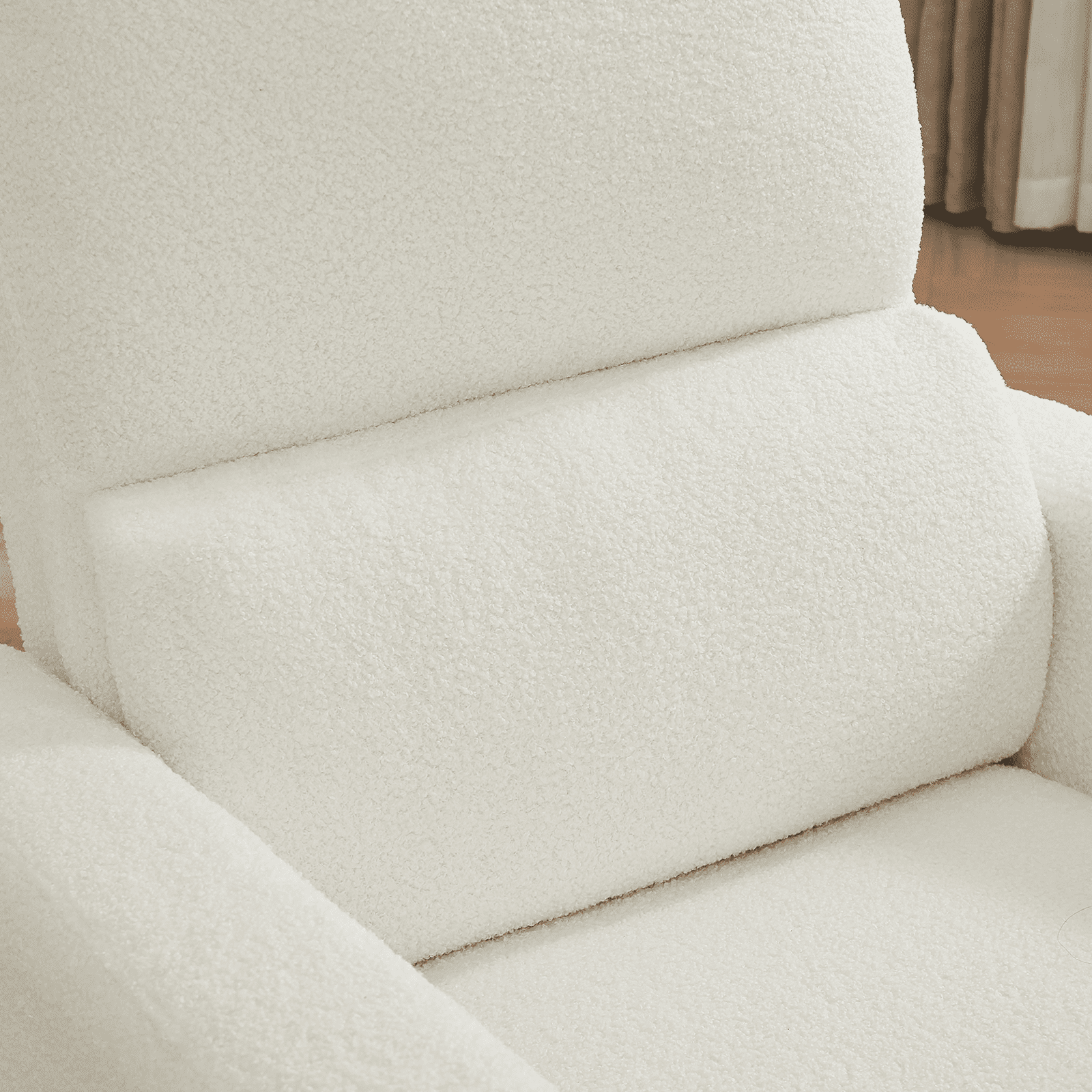 Aemeios Swivel Manual Recliner Chair Teddy Fabric Nursery Glider Rocker Recliner, White