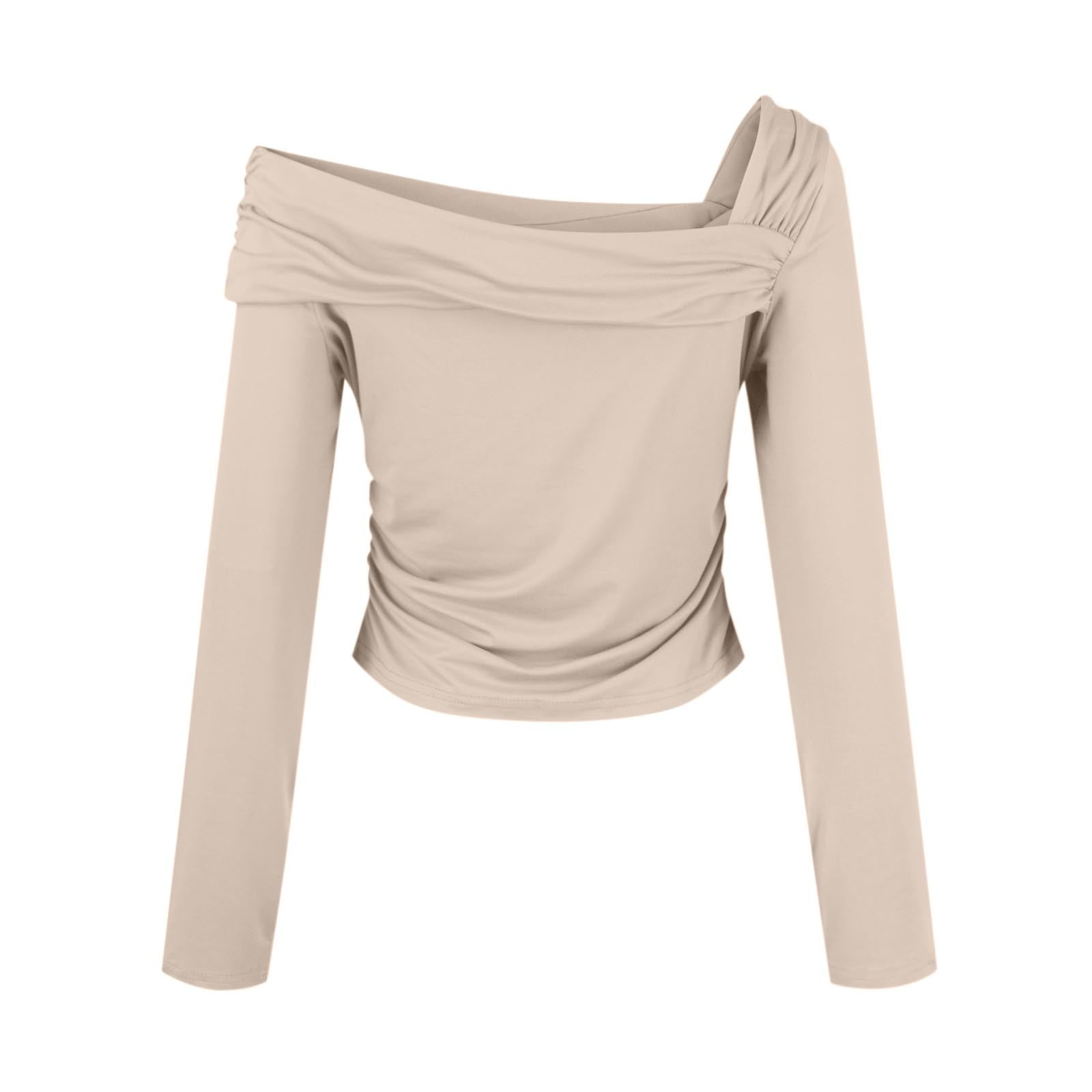 JGNGSHN Women's Off The Shoulder Crop Tops Long Sleeve Shirt