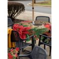 thumbnail image 4 of Outdoor Tablecloth with Umbrella Hole and Zipper, Christmas Poinsettia Square Table Cloth 54x54 Inch Waterproof Tablecloth, Winter Cardinal Bird Pine Cone Needle Picnic Table Cover for Patio Camping, 4 of 7