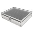 thumbnail image 1 of Aluminum Rectangle Jewellery Display Storage, Removable Watch Pillows Transparent Glass Aluminum Watch Display Case  for Fathers Day, 1 of 7
