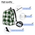 thumbnail image 5 of Hirioo Green White Lumberjack Plaid Canvas Backpack, Durable Travel Backpack with Multiple Compartments,Large Capacity, Backpack for School, Hiking, Work, 5 of 7