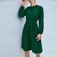 thumbnail image 5 of Fesfesfes Women Dress Casual Sexy Solid Color Long Sleeve Solid Color Crew Neck Dress Tops on, 5 of 8