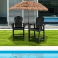 thumbnail image 3 of 2pcs HDPE Tall Adirondack Chair Barstools Connecting Tray Patio Footrest Black, 3 of 10