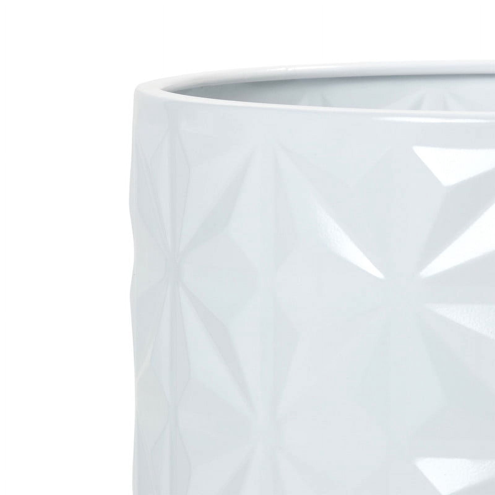 Geometric Metal Waste Basket With Gold Base - White - 12"H x 10"W