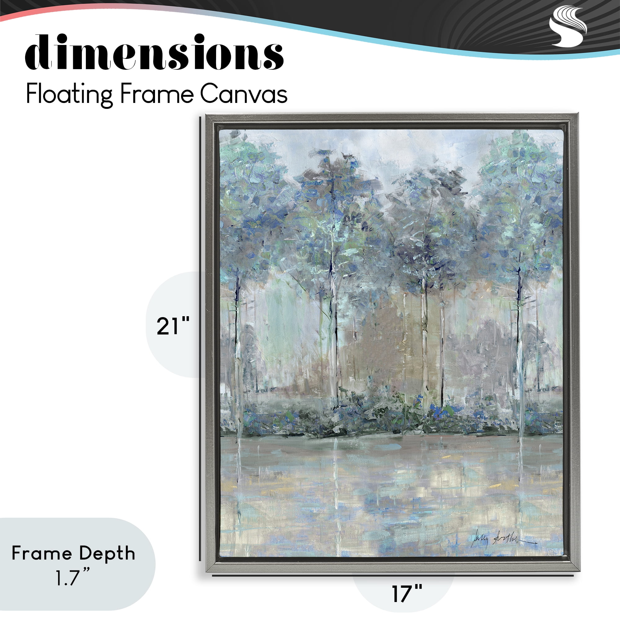 Stupell Industries Subdued Impression of Trees Gray Framed Floater Canvas Wall Art, design by Sally Swatland