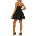 thumbnail image 3 of INSPIRE CHIC Robe Mini Étoiles Métalliques de Fête pour Femmes Bretelles Spaghetti Organza Ajustée et Évasée Noire G, 3 of 5