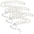 thumbnail image 1 of Collar de Rosario CatholicDivin09 VentDepot 3Pzas 39cm 1x1.5cm Cruz Cuentas 3mm Tipo Perlas Blanco, 1 of 4
