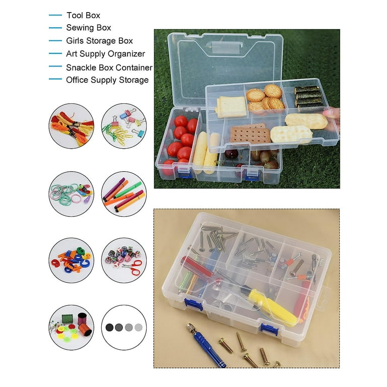 clear plastic tackle box 2 tier Holzlrgus Tackle Box Fishing Tackle Box Organizer 2 Layer Clear Tackle Box  Thicken Plastic Tacklebox for Snacks (1 Pack)