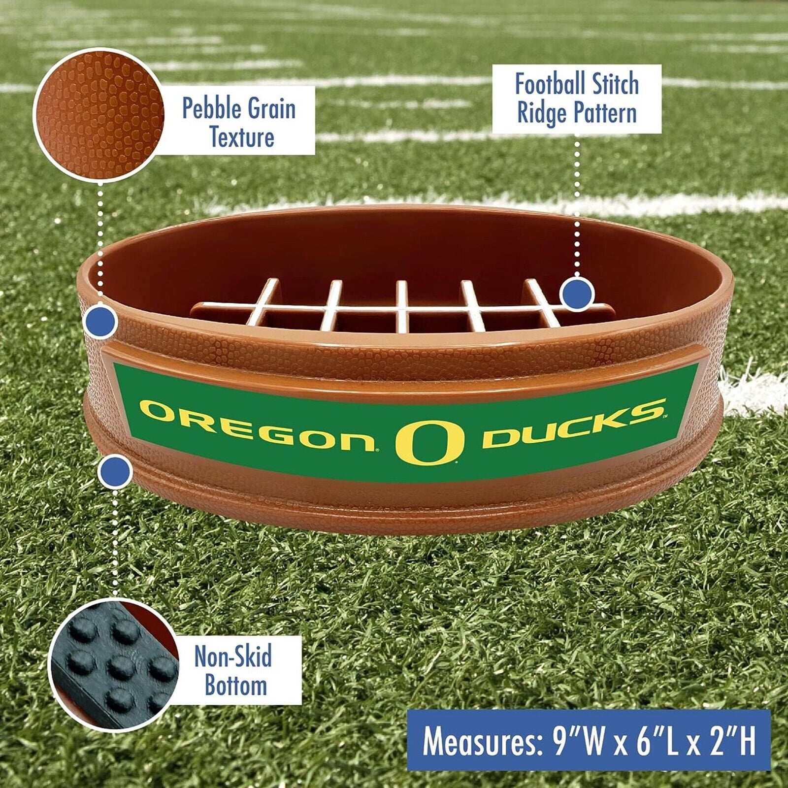 Pets First NCAA Oregon Ducks Super-Bowl Slow Feeder Bowl for Dogs and Cats with Non-Slip Mat