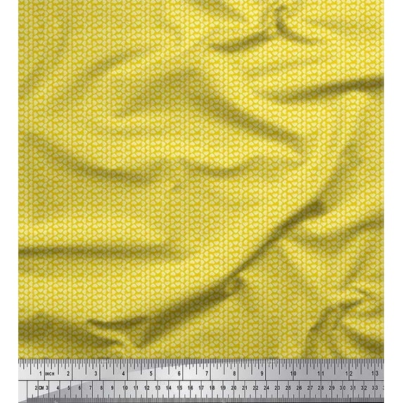 Soimoi Polyester Crepe Fabric Abstract Block Printed Fabric 1 Yard 52 Inch Wide