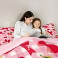 thumbnail image 6 of Feelyou Kawaii Red Bowknot Bedding Comforter Set for Teens, Cartoon Fruit Cherry Twin Comforter Sets, Pink Check Buffalo Reversible Bedding Set, Luxury Bedroom Decor, 2 Pieces, 6 of 9