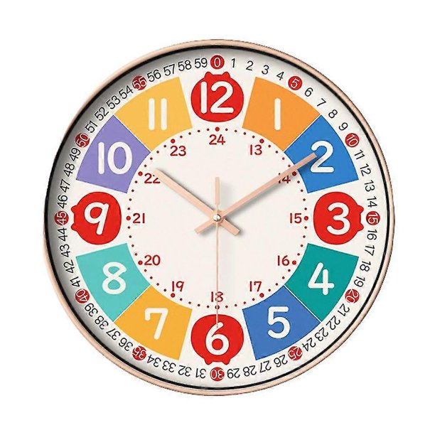 Reloj de pared para niños de 8 pulgadas con movimiento silencioso, funciona con pilas, estilo arcoíris, ideal para el hogar, la escuela, el dormitorio y la sala de estar (Phnom Penh)