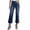 Dark Blue, variant on Women High Rise Wide Leg Ankle Jeans Solid Color Casual Denim Pants with Pockets Elastic Waist Zip Fly Cuffed Hem