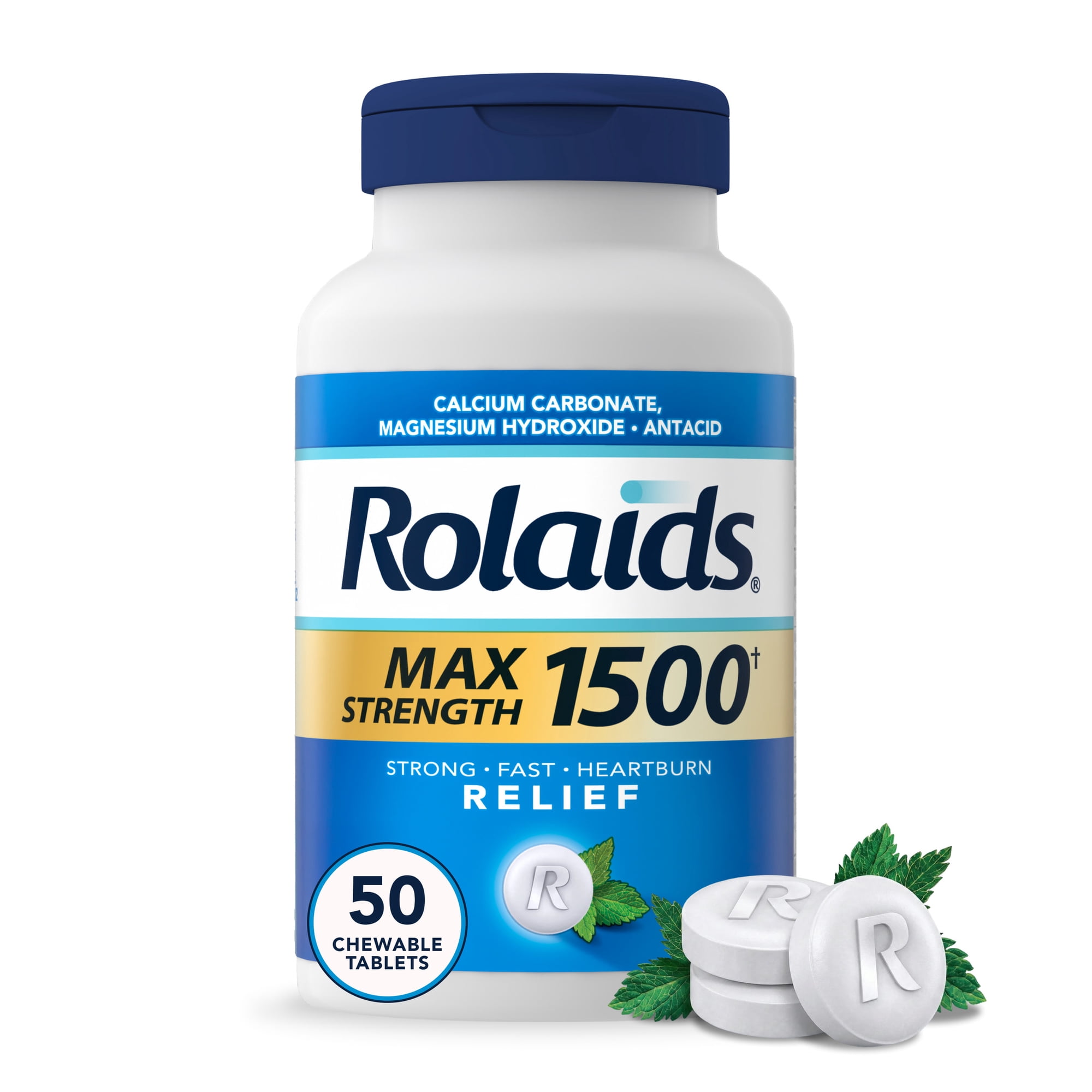 Rolaids Max Strength 1500, Mint Flavor, 50 Count, Chewable Tablet