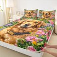 thumbnail image 5 of Manfei Retriever Dog Art King Sheets, Rustic Wildflower Bedding, Orange Green, 4 Pieces, 1 Flat Sheet, 1 Fitted Sheet and 2 Pillowcases, 5 of 6