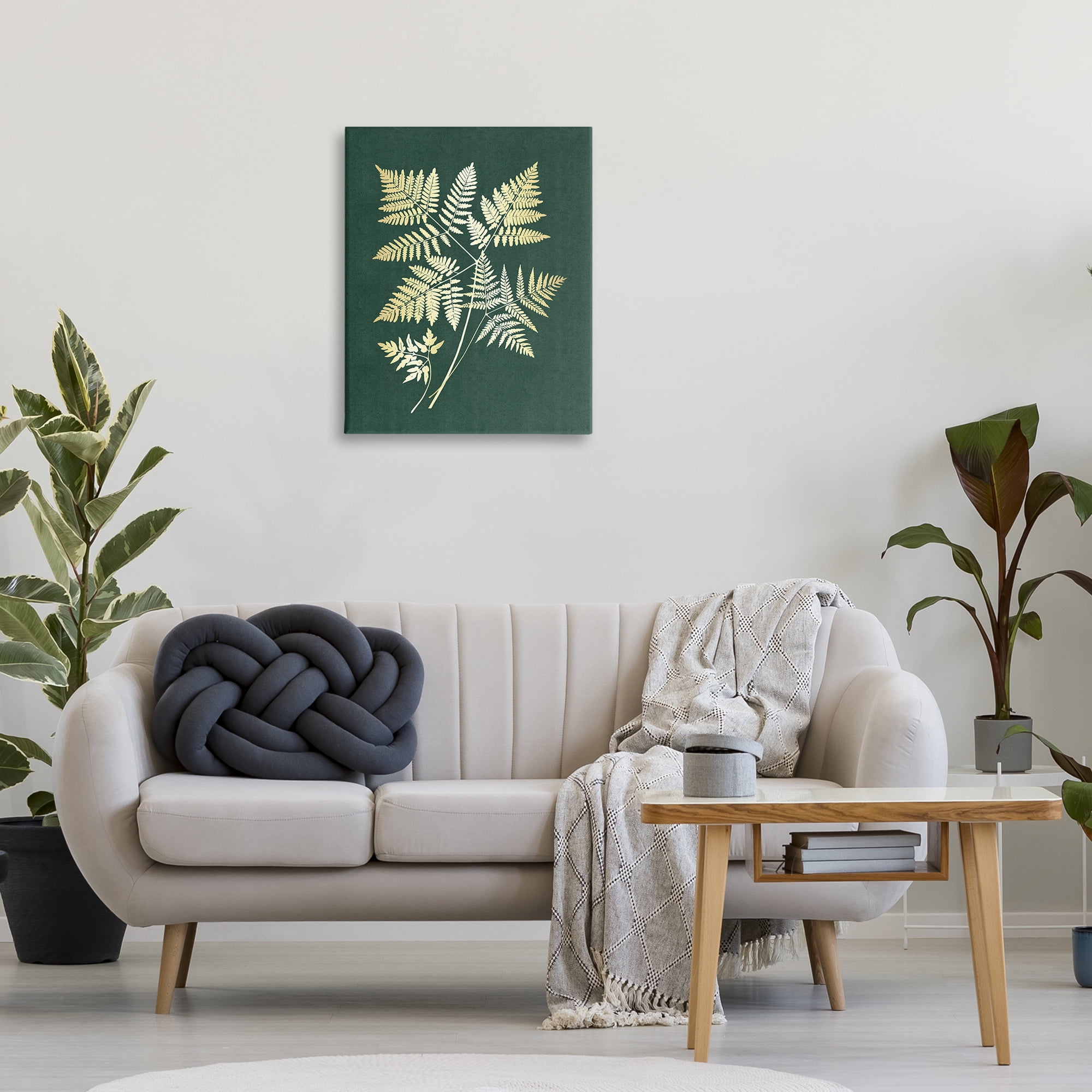 Stupell Industries Fern Leaves on Green Plants & Flowers Painting Wrapped Canvas Art Print Wall Art, 24 x 30