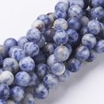 thumbnail image 1 of Gemstone Beads Natural Blue Spot Jasper Round Cornflower Blue 8mm Hole: 1mm about 45~47pcs/strand 15 inch, 1 of 3