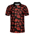 thumbnail image 2 of Printed Red Rose Art Pattern Casual Men's Polo Shirt S-5XL, 2 of 5