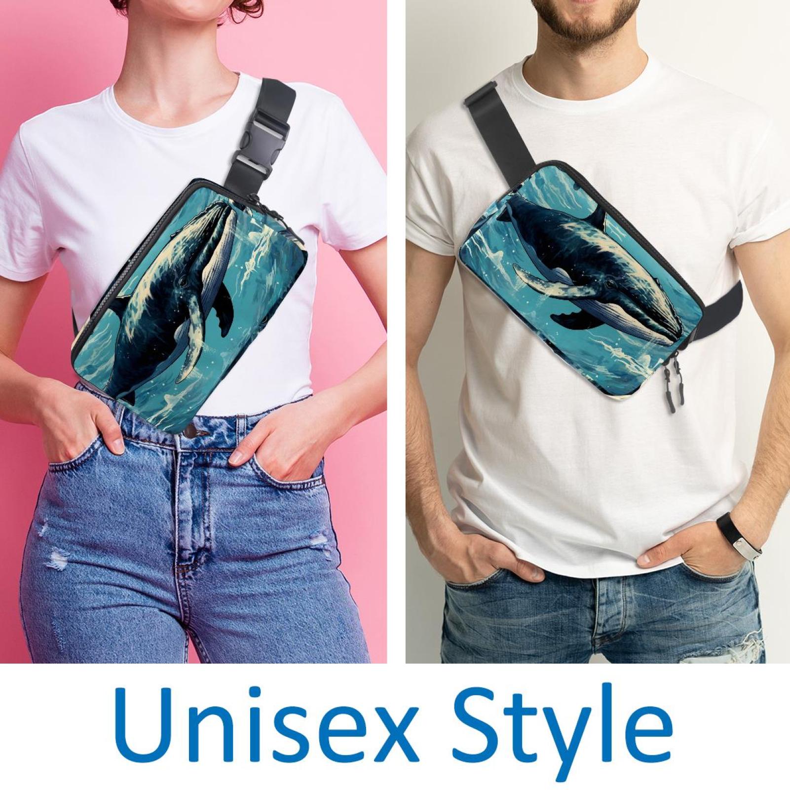 Whales Versatile Waist Bag, Crossbody Bag, Running Belt - Lightweight, Adjustable, with Extension Strap, Unisex
