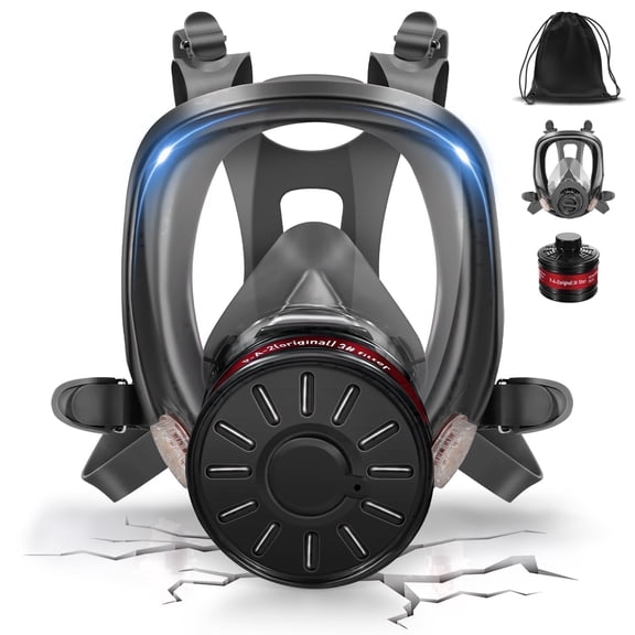 Full Face Gas Masks, Gas Mask with 40mm Activated Carbon Filters, Full Face Respirator Mask for Gases Vapor Chemicals Spray Paint Resin Dust