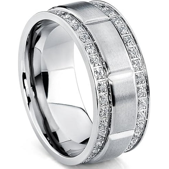 Dreamofdazzles Jewels 2.00 Ct Round Cut Diamond Mens Wedding Band 14K White Gold Plated 925 Sterling Silver -7.5