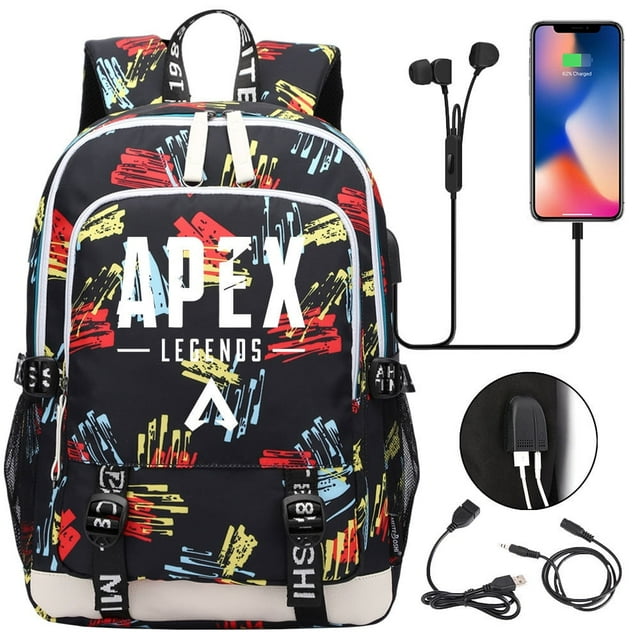 YOPTOP Students APEX Legends Bookbag USB Charging Port Daypack Lightweight Travel Bag Graphic Knapsack,J
