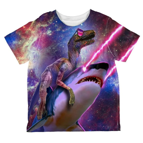 Velociraptor Laser Shark Galaxy All Over Toddler T Shirt Multi 6T