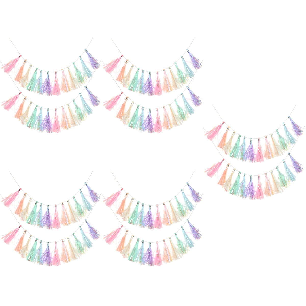 WORGEOUS 10 Pcs Paper Tassel Garland Banner for Birthday Party, Wall Hanging Decor, Girls Room Decoration, Festive Backdrop