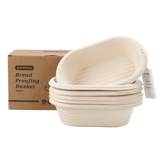 6 x 10inch Oval Pulp Bread Proofing Basket Sourdough Banneton Bortform with 30pcs Liner Cover Bread Baking Supply For Professional and Homemade Artisan Bread
