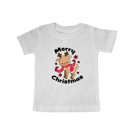 

Inktastic Merry Christmas Baby Reindeer with Snowflakes Gift Baby Boy or Baby Girl T-Shirt