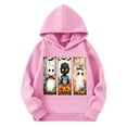 thumbnail image 2 of CYRBOKO Toddler Girls Fleece Sweatshirts, Hooded Holiday Long Sleeve Pumpkin Printed Halloween Tops Pink Size 4-5 T, 2 of 6