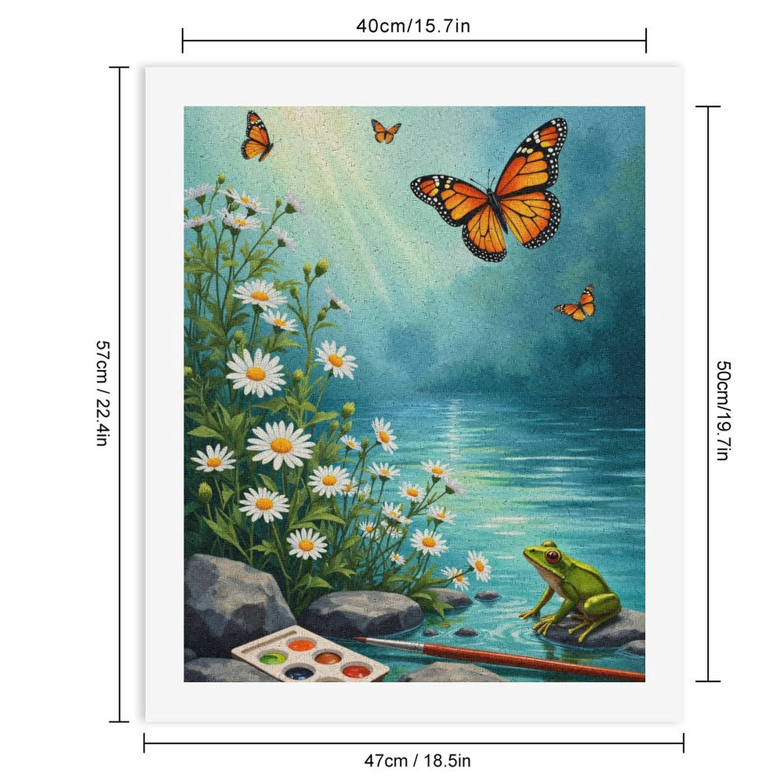 Paint By Numbers Kit for Adults Beginner - Butterflies Daisies Frog Watercolor Art DIY Canvas Painting Kits for Adults, Frameless Paint By Number for Adults for Home Wall Decor 16x20 Inch