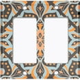thumbnail image 6 of Metal Light Switch Plate Cover Blue Orange Mandala Flower Tile Pattern MDL042, 6 of 13