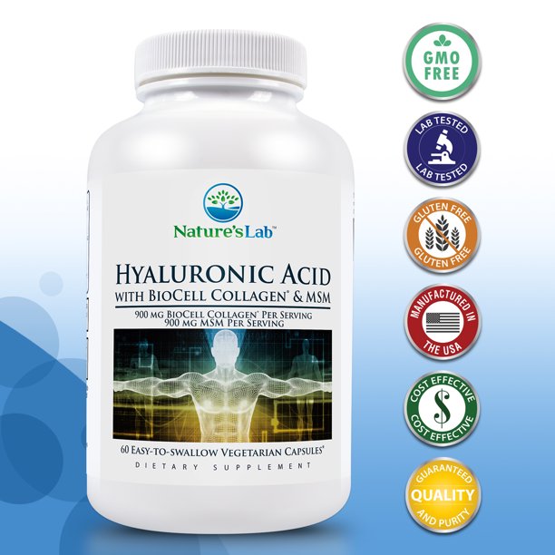 Hyaluronic Acid with BioCell Collagen & MSM 900 mg 60 Capsules by Nature's La