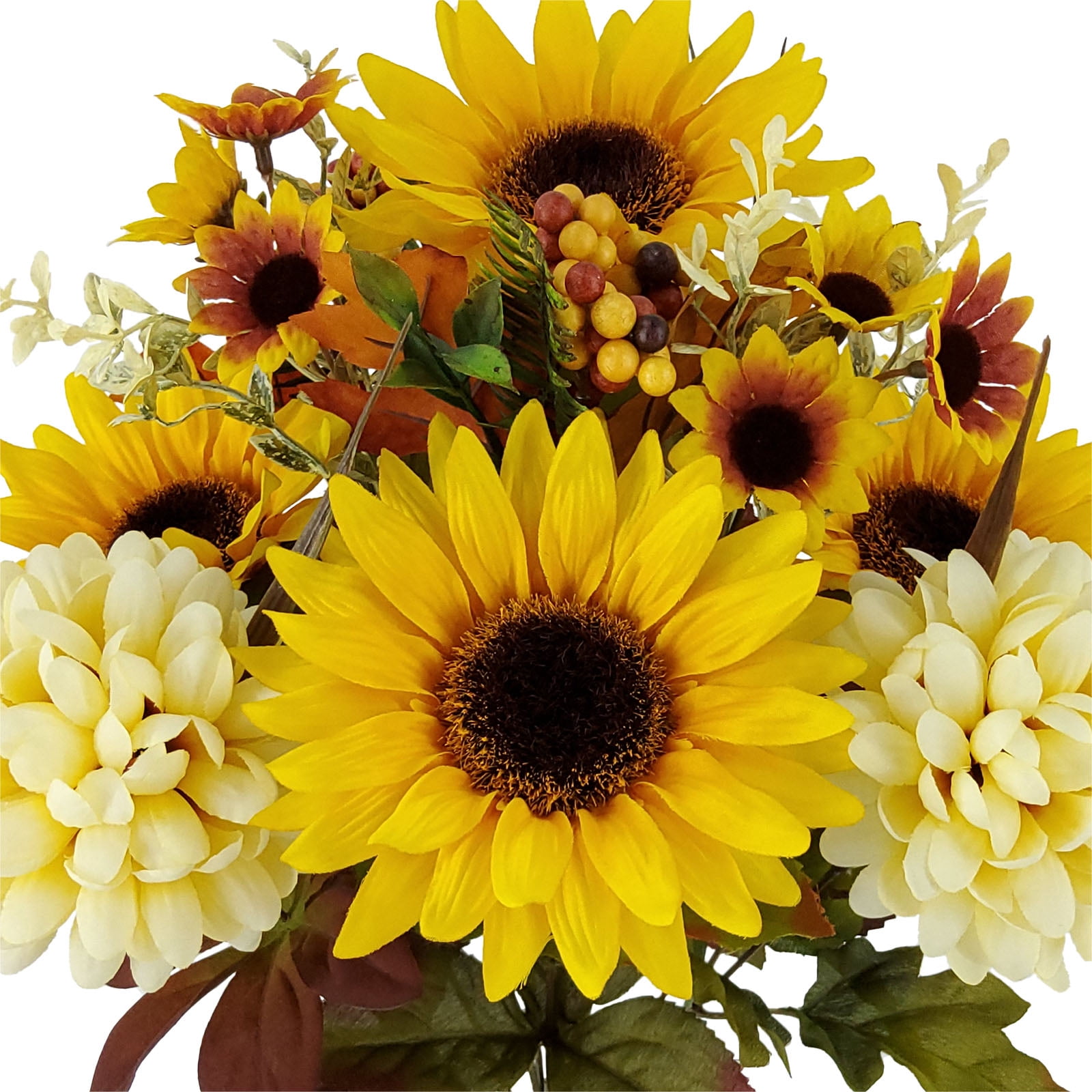 Mainstays 18in Indoor Artificial Floral Bouquet, Yellow Sunflower and Cream Mum.