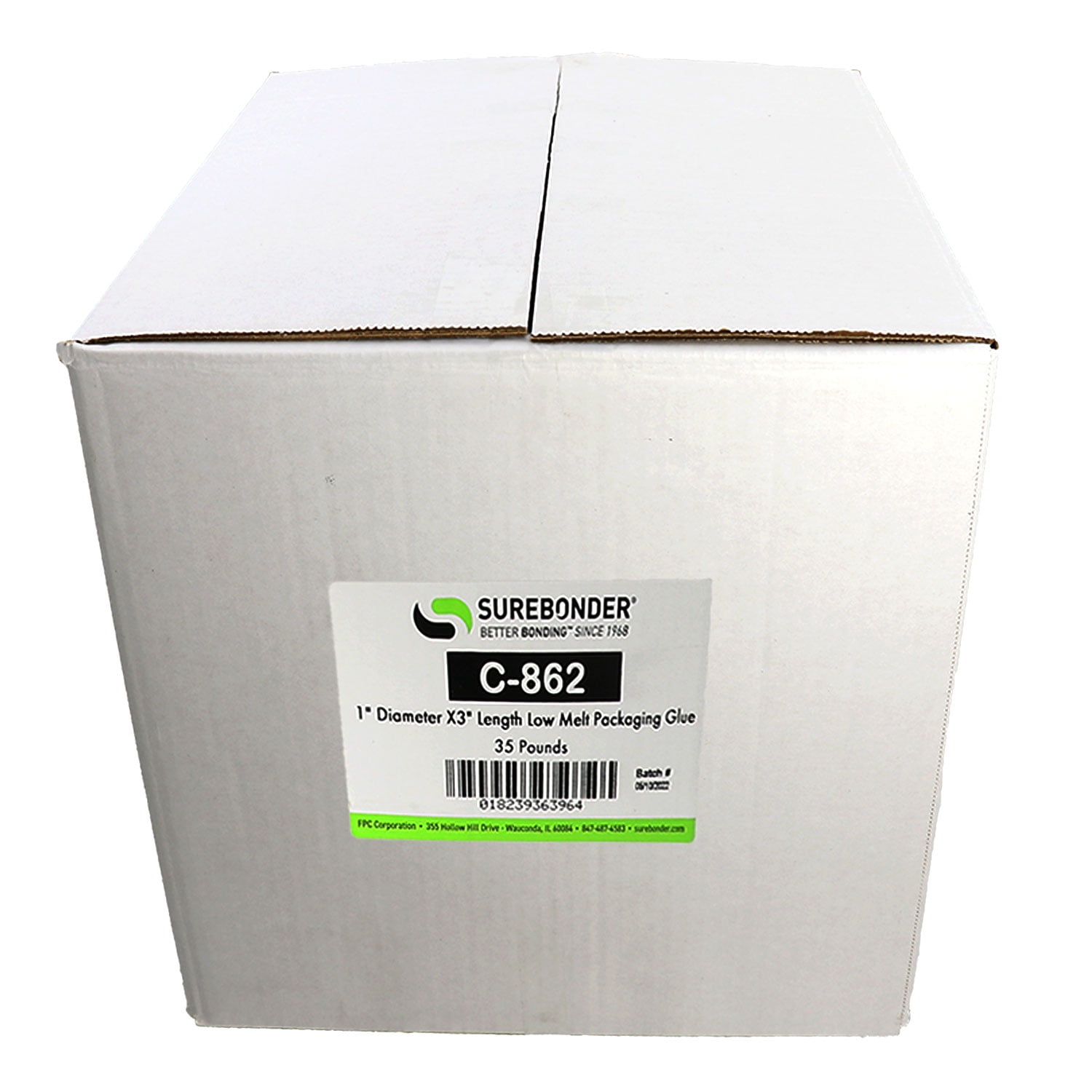 C-862 Low Temperature Packaging Hot Melt Glue Sticks - 1" x 3" | 35 Lb Box