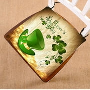 HATIART Green Clover Gold Coins Green Hat And Chamrock Chair Pad Seat Cushion Chair Cushion Floor Cushion Two Sides Printing 20x20 Inch