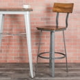 thumbnail image 2 of Flash Furniture Flint Series Rustic Walnut Restaurant Barstool with Wood Seat & Back and Gray Powder Coat Frame, 2 of 11