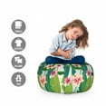 thumbnail image 2 of Aloha Storage Toy Bag Chair, Banana Leaves with Colorful Blossoms of Hawaiian Flowers Nature Theme Print, Stuffed Animal Organizer Washable Bag, Large Size, Multicolor, by Ambesonne, 2 of 3