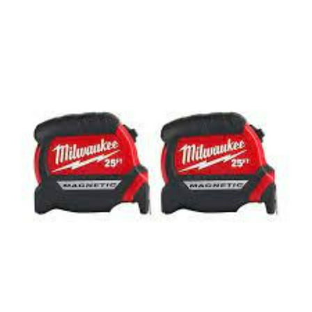 Milwaukee 48-22-0325FX 25' X 1-1/16 in. Compact Magnetic Tape Measure with 15 Ft. Reach (2-Pack)