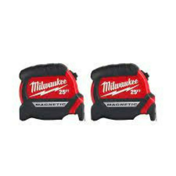 Milwaukee 48-22-0325FX 25' X 1-1/16 in. Compact Magnetic Tape Measure with 15 Ft. Reach (2-Pack)