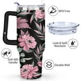 thumbnail image 3 of 40 oz Gothic Flowers Rose Wildflowers Tumbler with Handle Double Wall Vacuum Insulation Travel Mug Gift for Travel Commuting, 3 of 7