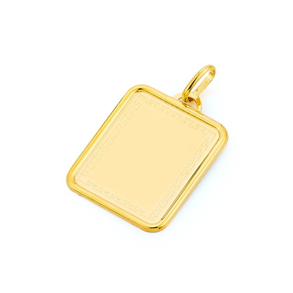 14k Genuine Yellow Gold Engravable Plain Charm Pendant