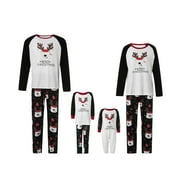 Christmas Pajamas for Family Parent-Child Matching Holiday Jammies Long Sleeve Tops+Cartoon Pants for Dad Mom Kids Baby