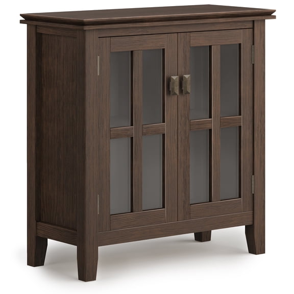 Simpli Home Artisan SOLID WOOD 30" Wide Contemporary Low Storage Cabinet in Farmhouse Brown