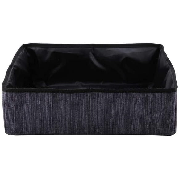 Cat Litter Box, Cat Collapsible Litter Box Pet Litter Pan Waterproof Outdoor Foldable Detachable Cat Litter Box for Traveling (Black)